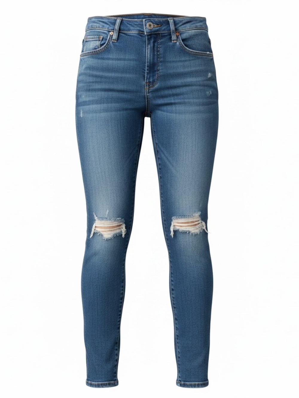 Classic High-Rise Distressed Skinny Jeans - Blue